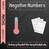 Negative Numbers - Ordering Directed Numbers Worksheets