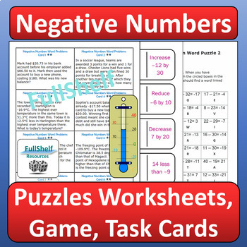 Preview of Negative Numbers Review Activities Adding and Subtracting Negative Integers