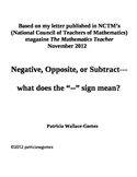 Negative, Opposite, or Subtract -- what does the " - " sign mean?