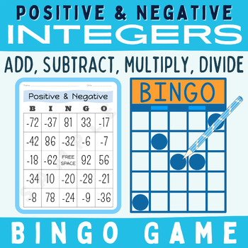 Preview of Negative & Positive Number Integers: Add, Subtract, Multiply, Divide BINGO GAME