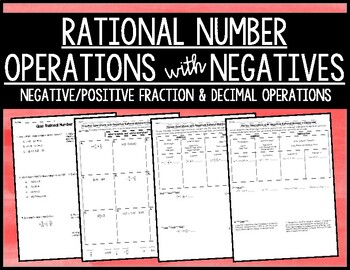Preview of Negative Rational Number Operations Notes, Homework, Review, & Quiz (7.3A, 7.3B)