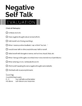 Preview of Negative Self-Talk Evaluation