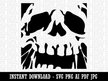 Negative Skull Spooky Bone Face Halloween Clipart Instant Digital Download