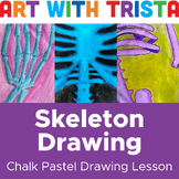Negative Space Skeleton Chalk Pastel Drawing Art Lesson
