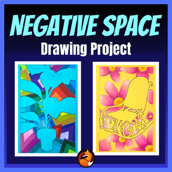 Preview of Negative Space Drawing Art Project Middle School Art High School Art Lesson