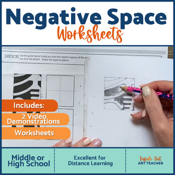 Preview of Negative Space Drawing Worksheets Skeletons - Middle School Art - High School