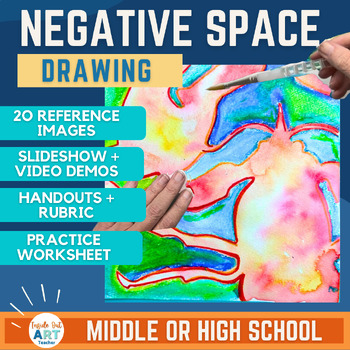 Preview of Negative Space Watercolor  - Middle School Art - High School Visual Art Project