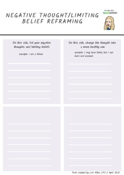 negative automatic thoughts worksheet