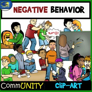 Preview of Negative and Bad Behavior CommUNITY Clip-Art -40 Pieces BW/Color