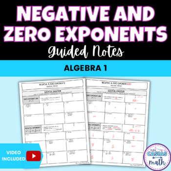 Preview of Negative and Zero Exponents Guided Notes Lesson Algebra 1