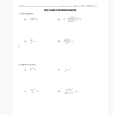 Negative and Zero Exponents Practice Problems (Law of Exponents)