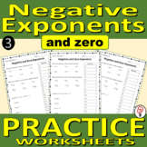 Negative and Zero Exponents - Practice Worksheets