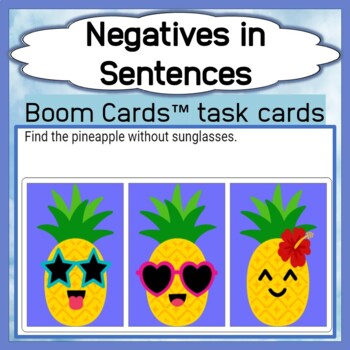 Preview of Negatives in Sentences - Summer Level One - Boom Cards™