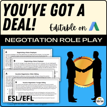 Preview of Negotiation Activity using Role Play, Script, Vocabulary | Business English ESL