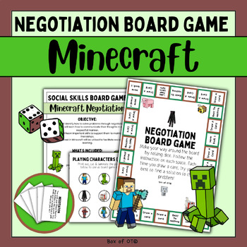 Preview of Negotiation Board Game MINECRAFT Theme: For social skills & problem solving