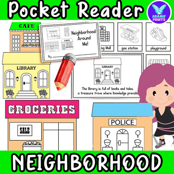 Preview of Neighborhood Around Me! GAME Pocket Chart Match Vocab Kindergarten NO PREP