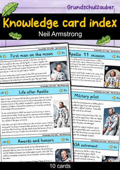 Preview of Neil Armstrong - Knowledge card index - Famous personalities (English)