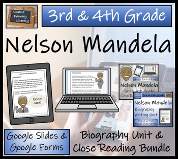 Preview of Nelson Mandela Biography & Close Read Bundle Digital & Print | 3rd & 4th Grade