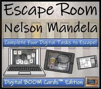 Preview of Nelson Mandela BOOM Cards™  Digital Escape Room Activity
