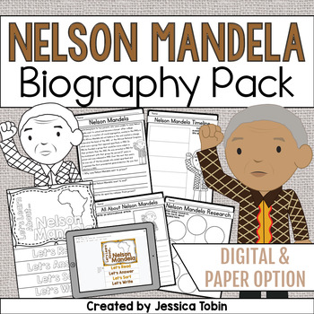 Preview of Nelson Mandela Biography Pack - Digital Biography Activity in Google Slides