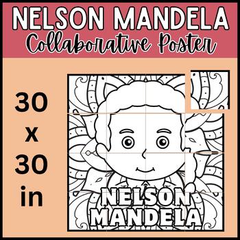 Preview of Nelson Mandela Coloring Pages Collaborative Poster Art Project Bulletin Board