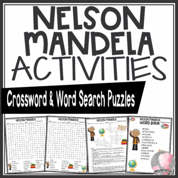 Preview of Nelson Mandela Activities Crossword Puzzle and Word Searches
