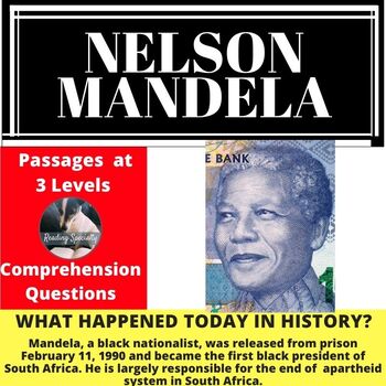 Preview of Nelson Mandela Differentiated Reading Comprehension Passage Feb. 11