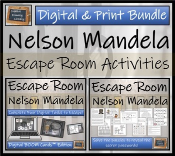 Preview of Nelson Mandela Escape Room Bundle | BOOM Cards™ Digital & Print Versions