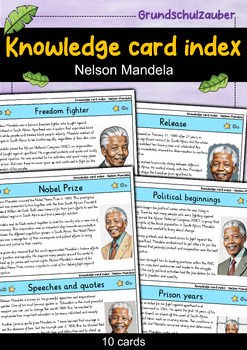 Preview of Nelson Mandela - Knowledge card index - Famous personalities (English)