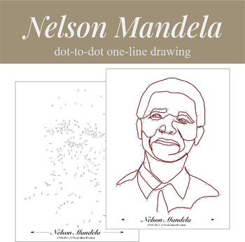 Preview of Nelson Mandela One-line Drawing | Difficult Dot-to-Dot | Black History Month