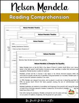 Preview of Nelson Mandela ReadingComprehensionBiography Timeline BlackHistoryMonthsHero K-2