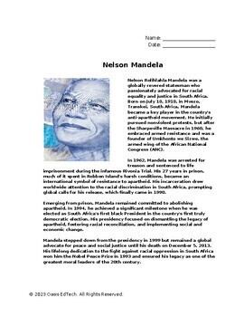 Preview of Nelson Mandela Worksheet