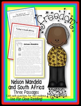 Preview of Nelson Mandela and South Africa {3 Passages w/ Questions for Text Evidence}