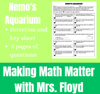 Preview of Nemo's Aquarium- Math Movie Sheet