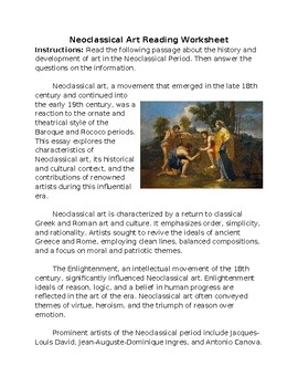 Preview of Neoclassical Art Reading Worksheet **Editable**