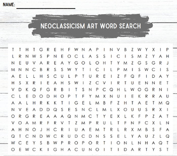Preview of Neoclassicism Art Word Search