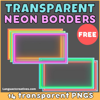 Preview of Neon Borders | Digital clipart FREEBIE