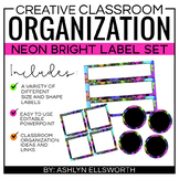 Neon Bright Editable Labels and Binder Covers