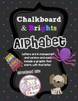 Preview of Neon Brights Chalkboard Manuscript and Cursive Alphabet Posters