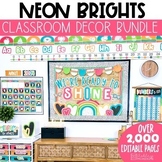 Neon Brights Classroom Decor Bundle | Editable Classroom Decor