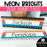 Neon Brights Classroom Decor | Desk Name Tags - Editable!