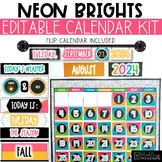 Neon Brights Classroom Decor | Flip Calendar and Wall Cale