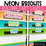 Neon Brights Classroom Decor | Rolling Cart Labels - Editable!