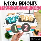 Neon Brights Classroom Decor | Table or Group Signs - Editable!