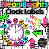 Clock Labels - Classroom Decor - Neon Brights