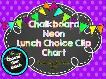 Preview of Neon Chalkboard Lunch Choice Clip Chart