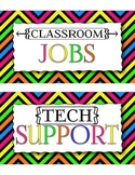 Neon Chevron Classroom Job Cards with SOPHISTICATED Job Titles