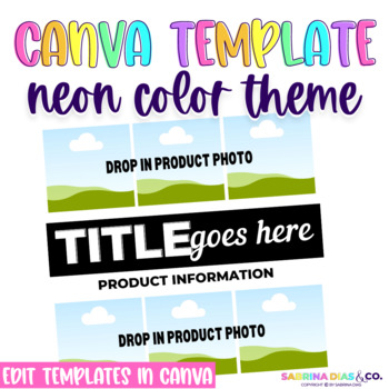 Preview of Neon Color Theme Product Cover Templates | EDITABLE in CANVA |