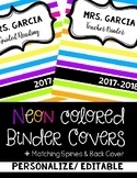 Neon Colored Binder Covers- Editable