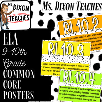 Preview of Neon Common Core Informational & Literature Standards Posters